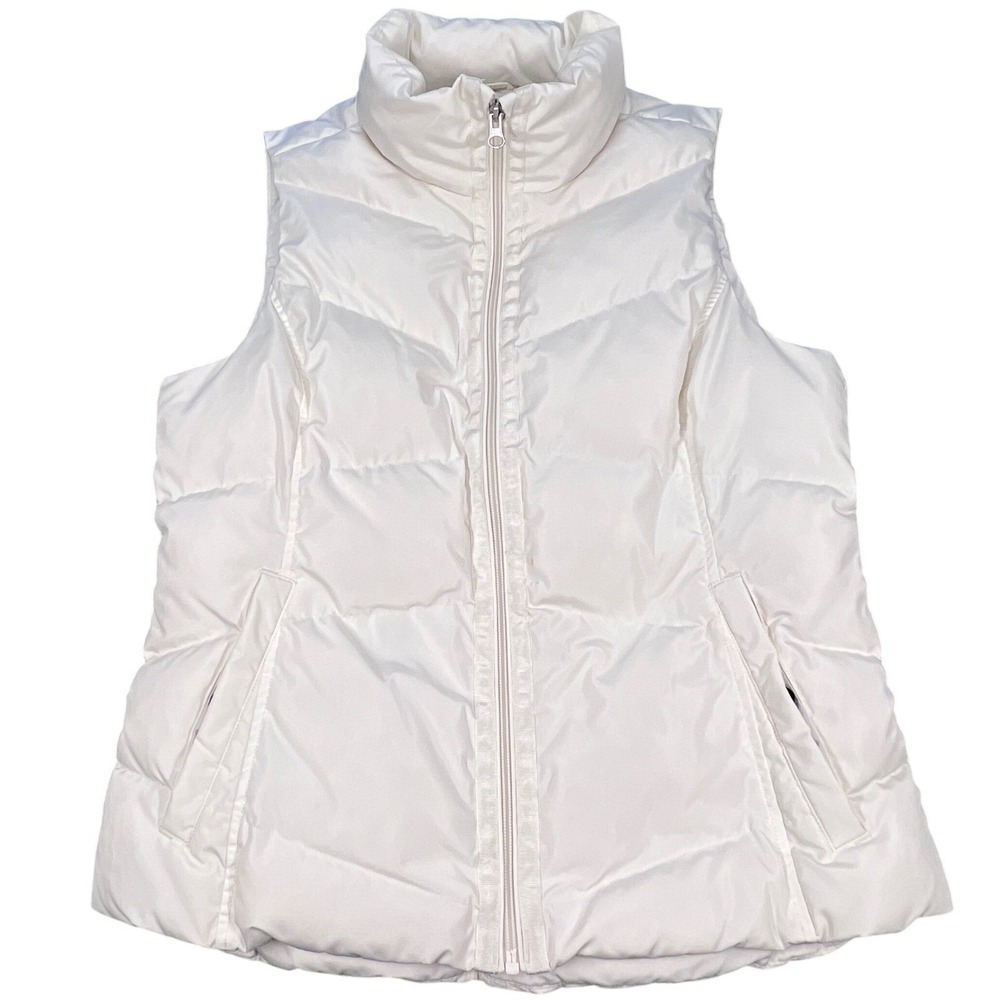 Lands End White Down Insulated Quilted Puffer Vest Women Size S